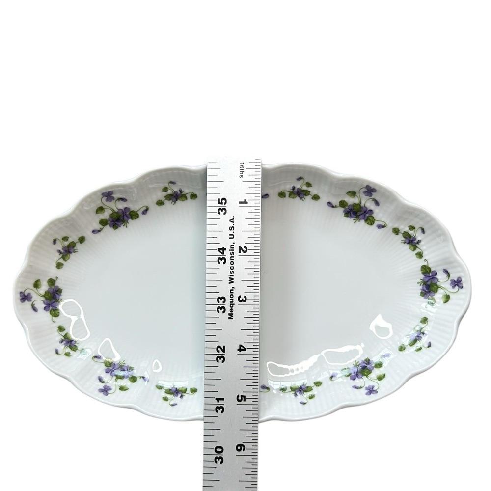 KAISER Romantica Viola Oval Pickle Dish 9 1/4" Purple Floral W Germany Porcelain - Picture 6 of 8